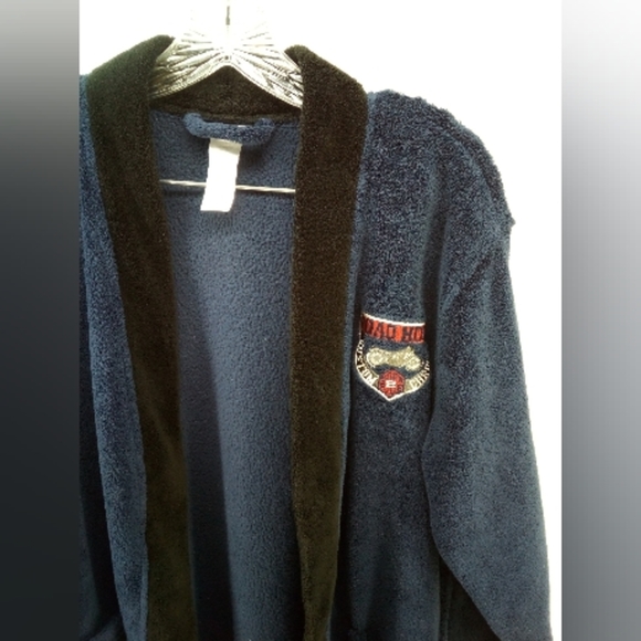 Joe Boxer Road Hogs Custom Chrome Born 2 Ride Blue Plush Men's Robe No Belt L - Picture 6 of 9